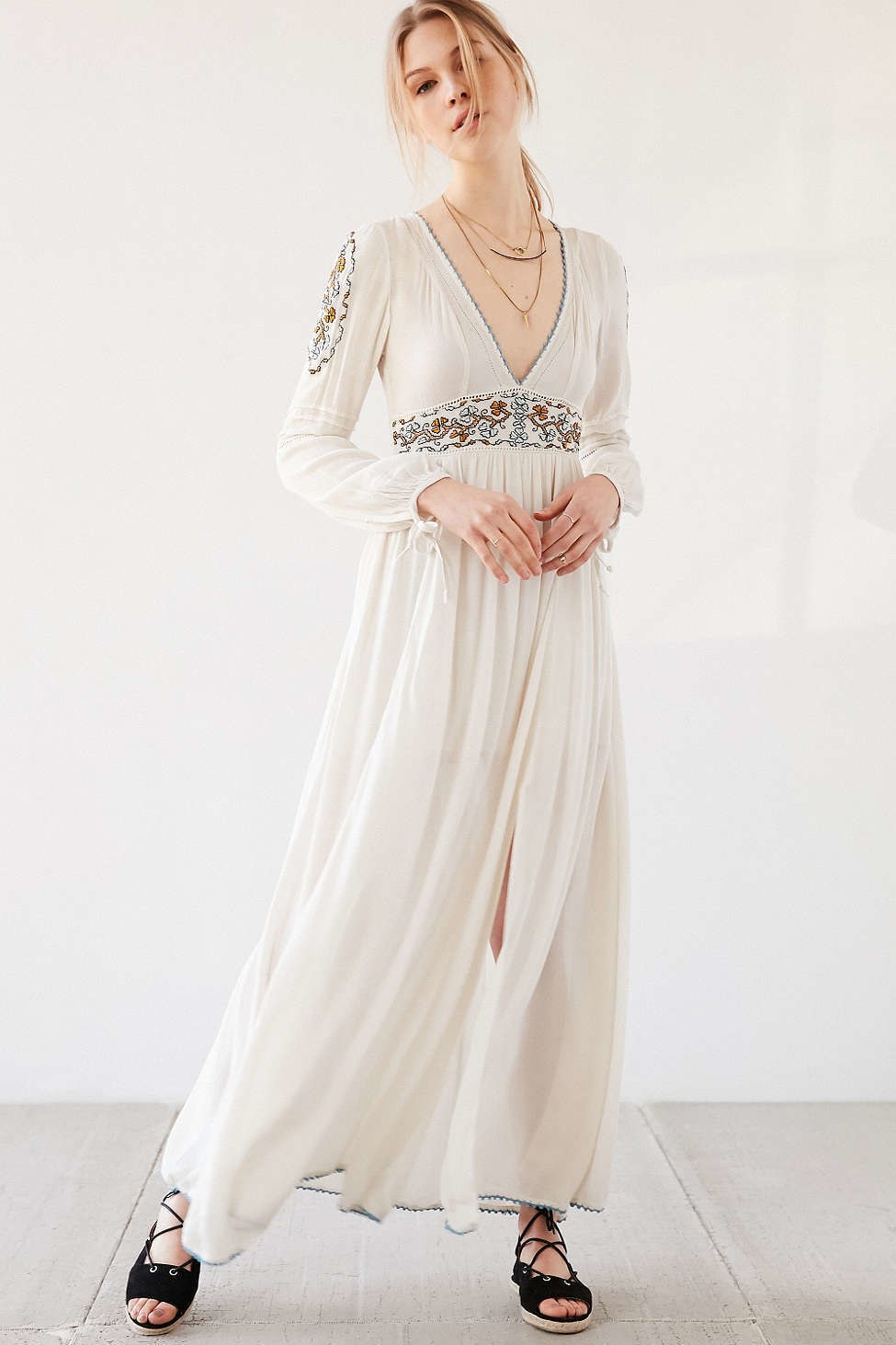 Ecote Sweet Surrender Embroidered Maxi, $198, [urbanoutfitters.com](http://www.urbanoutfitters.com/urban/catalog/productdetail.jsp?id=38645065&category=SEARCH%20RESULTS)