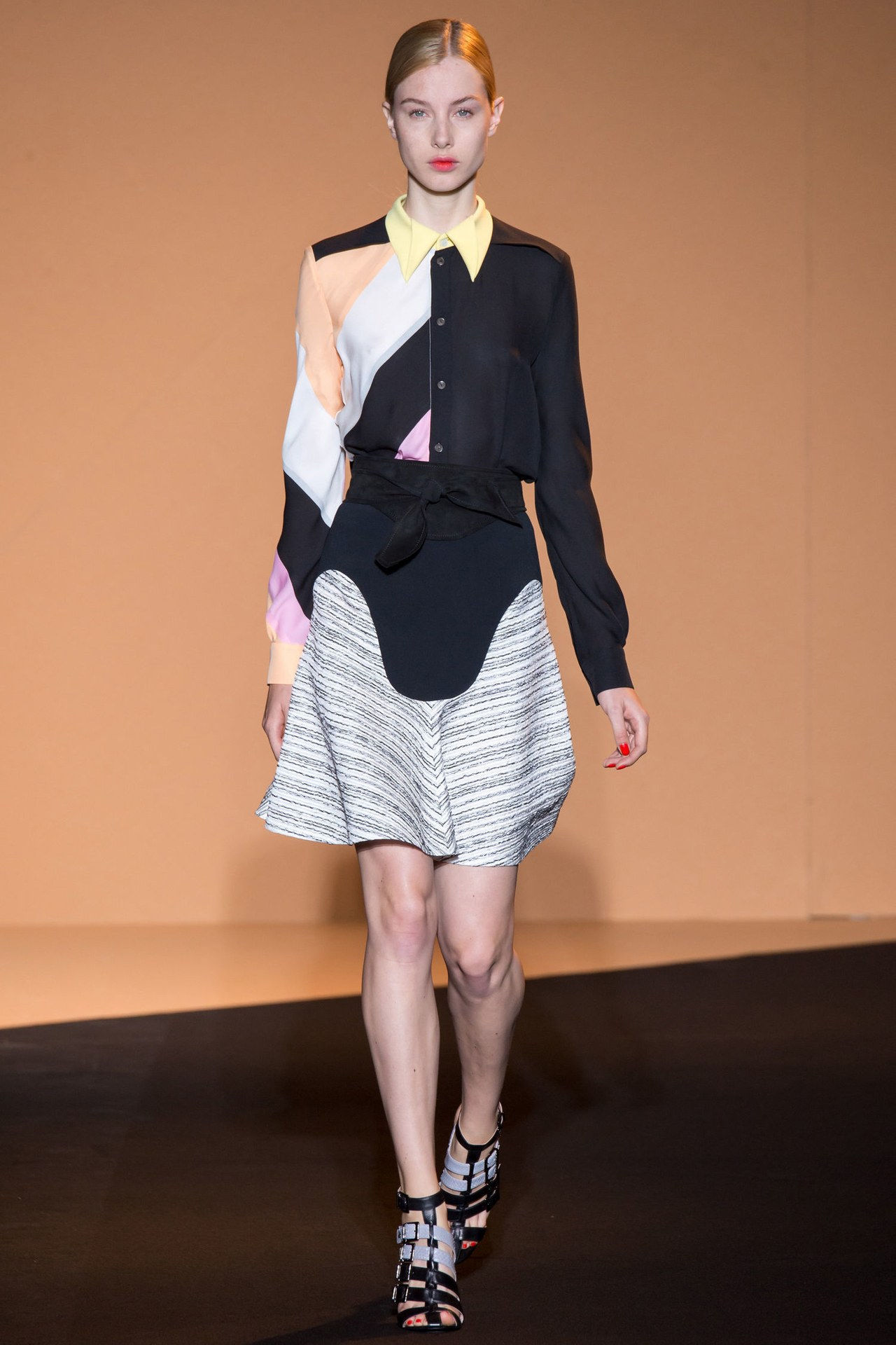 罗兰 mouret spring 2015 striped shirt skirt