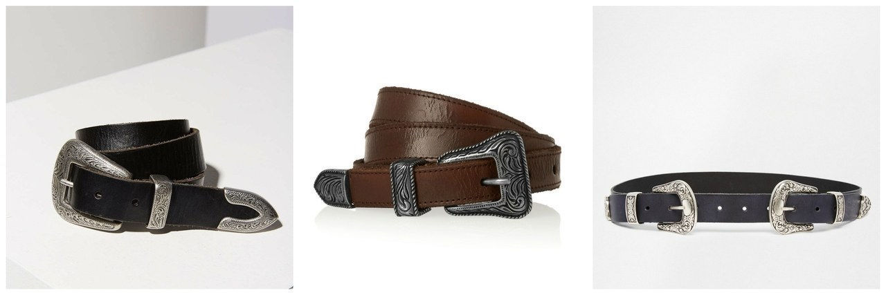 Ecote belt, [$29](http://www.urbanoutfitters.com/urban/catalog/productdetail.jsp?id=32648073&category=W_ACC_BELTS); Saint Laurent belt, [$445](https://www.net-a-porter.com/us/en/product/607976/saint_laurent/leather-belt); ASOS belt, [$33](http://us.asos.com/ASOS-Leather-Double-Buckle-Western-Waist-And-Hip-Belt/17yt0r/?iid=5849564&cid=4174&Rf1026=6187&sh=0&pge=0&pgesize=36&sort=-1&clr=Black&totalstyles=176&gridsize=4&mporgp=L0FTT1MvQVNPUy1MZWF0aGVyLURvdWJsZS1CdWNrbGUtV2VzdGVybi1XYWlzdC1BbmQtSGlwLUJlbHQvUHJvZC8.)