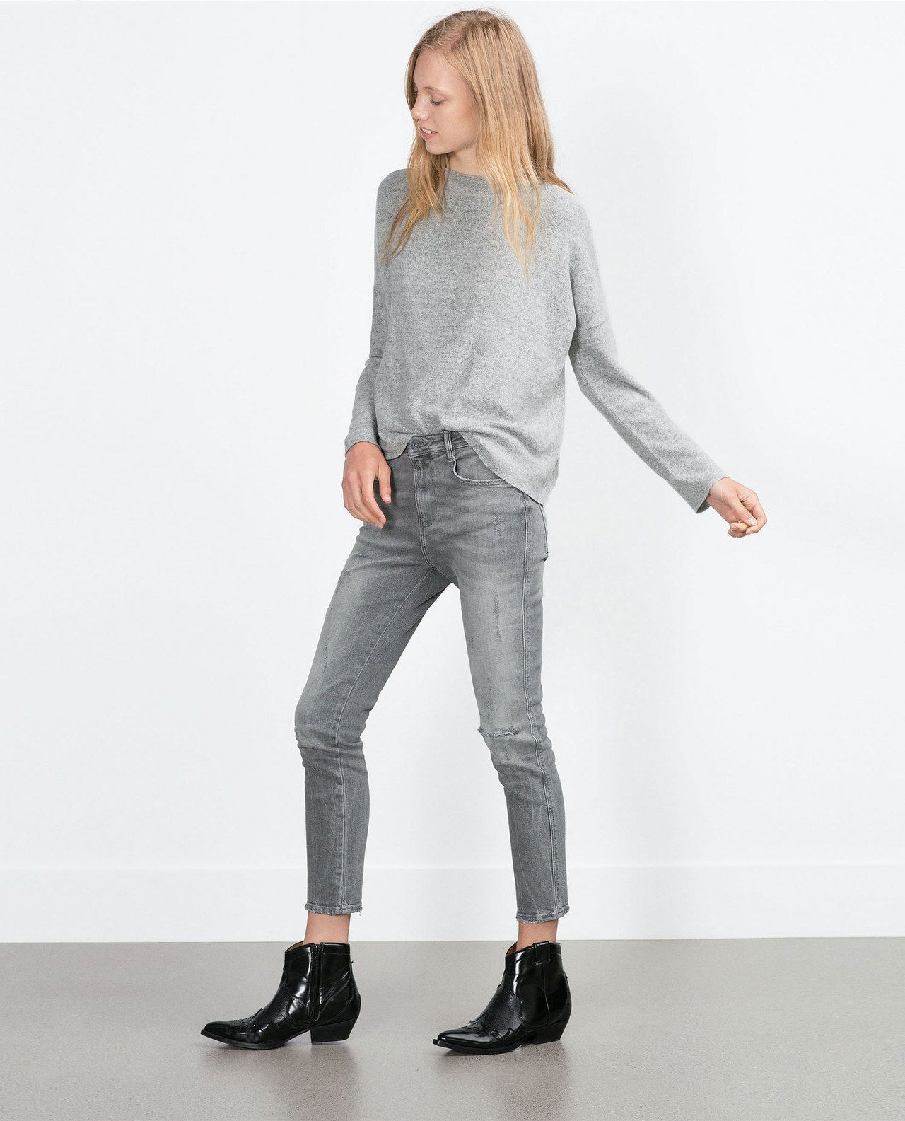 ZARA gray skinny slouchy jeans