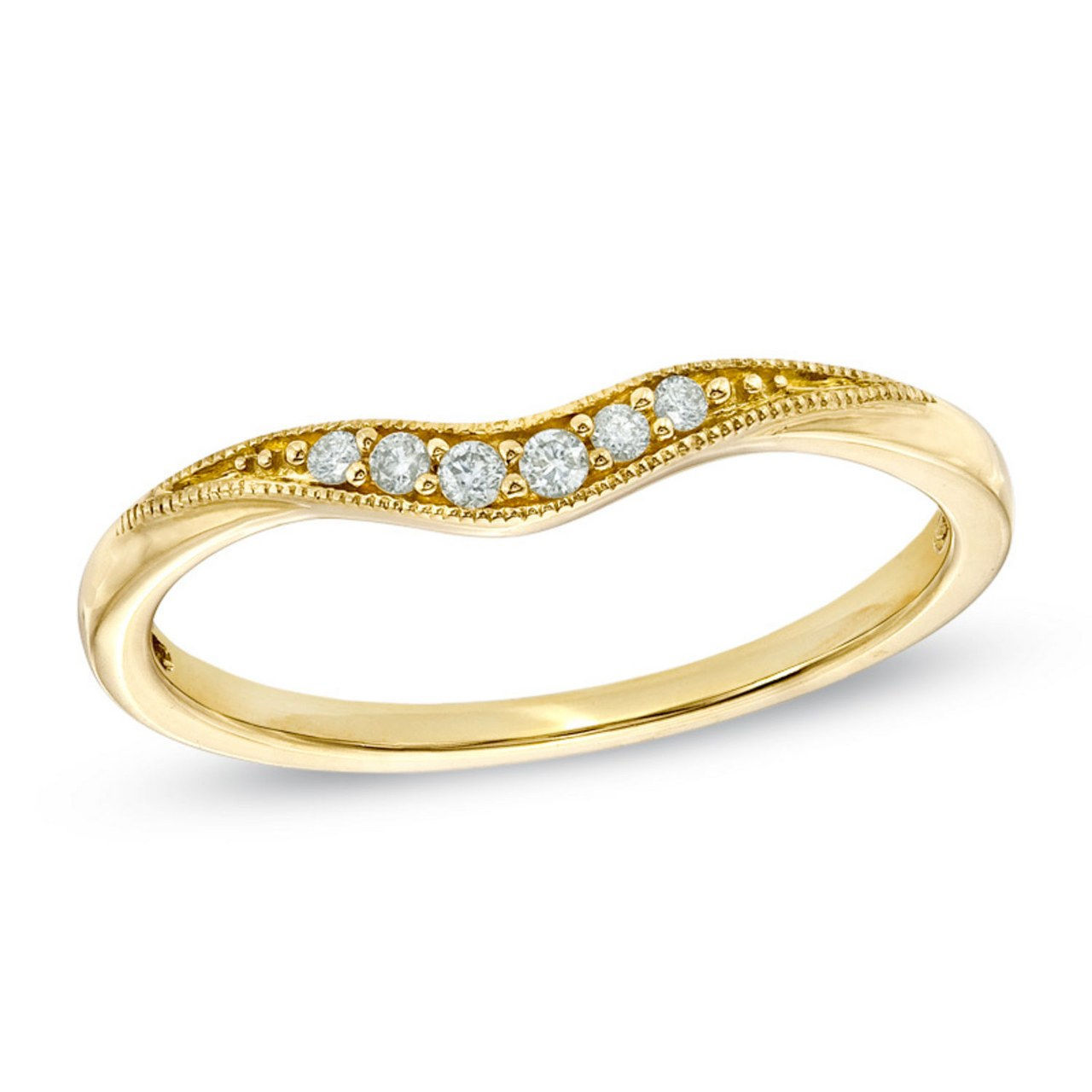 زاليس yellow gold contour diamond wedding band