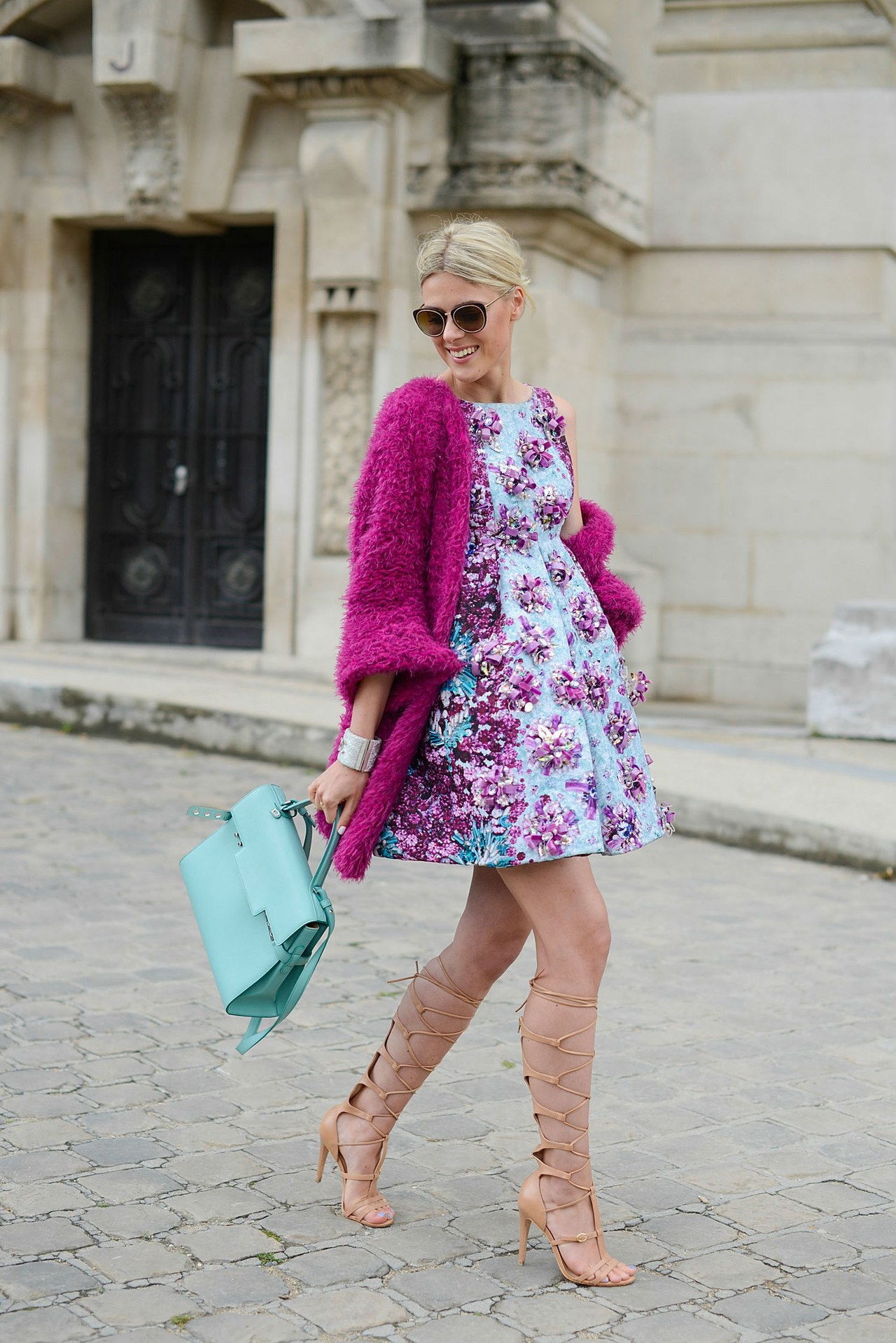 صوفي valkiers mary katrantzou floral dress paris street style