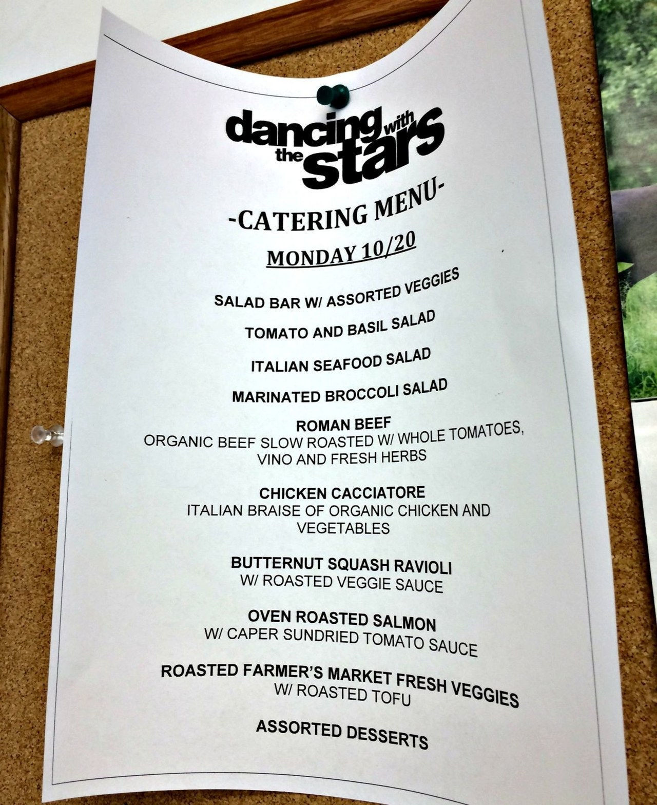 DWTS catering menu