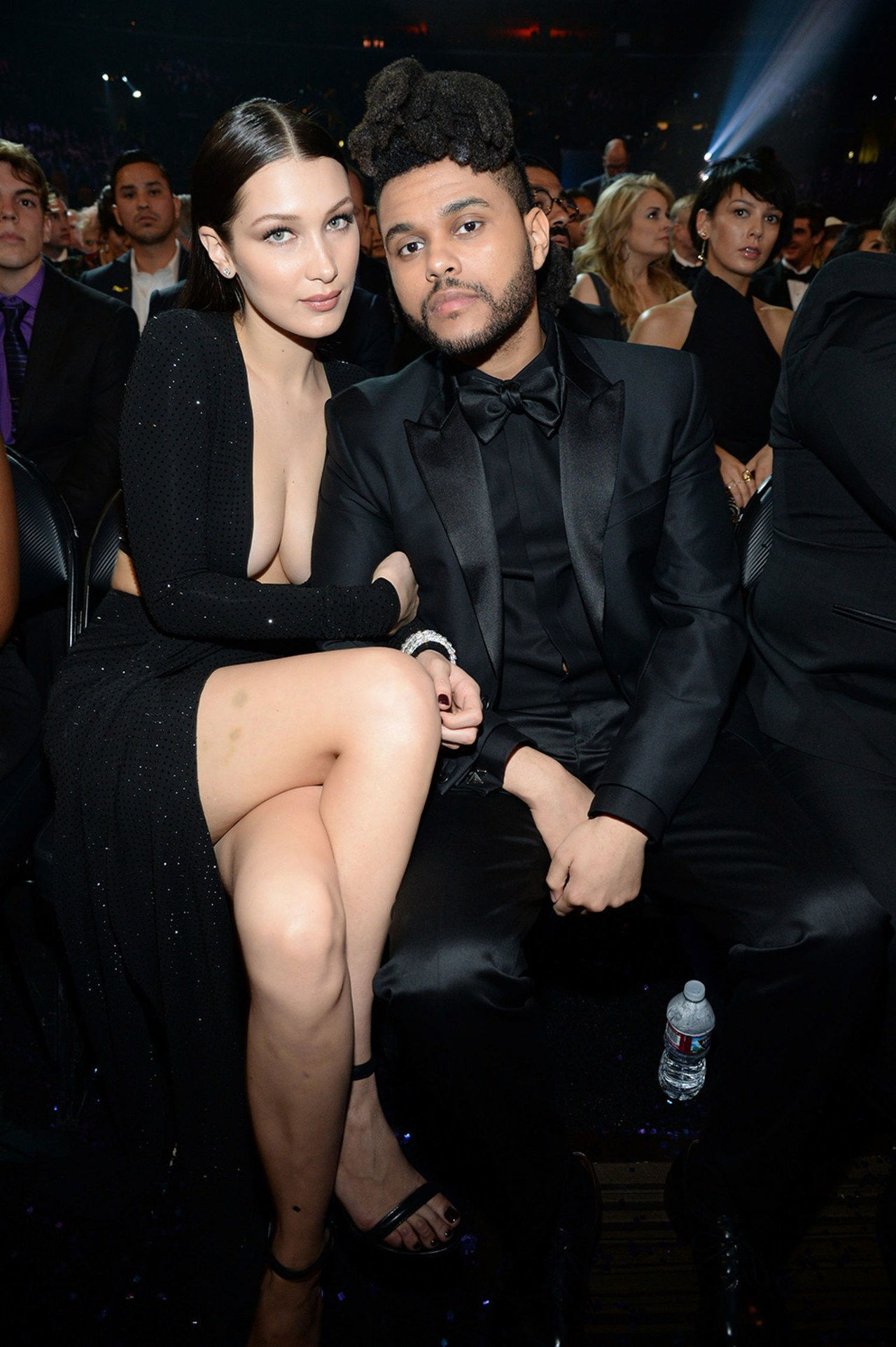 bella hadid with weeknd grammys audience 2016