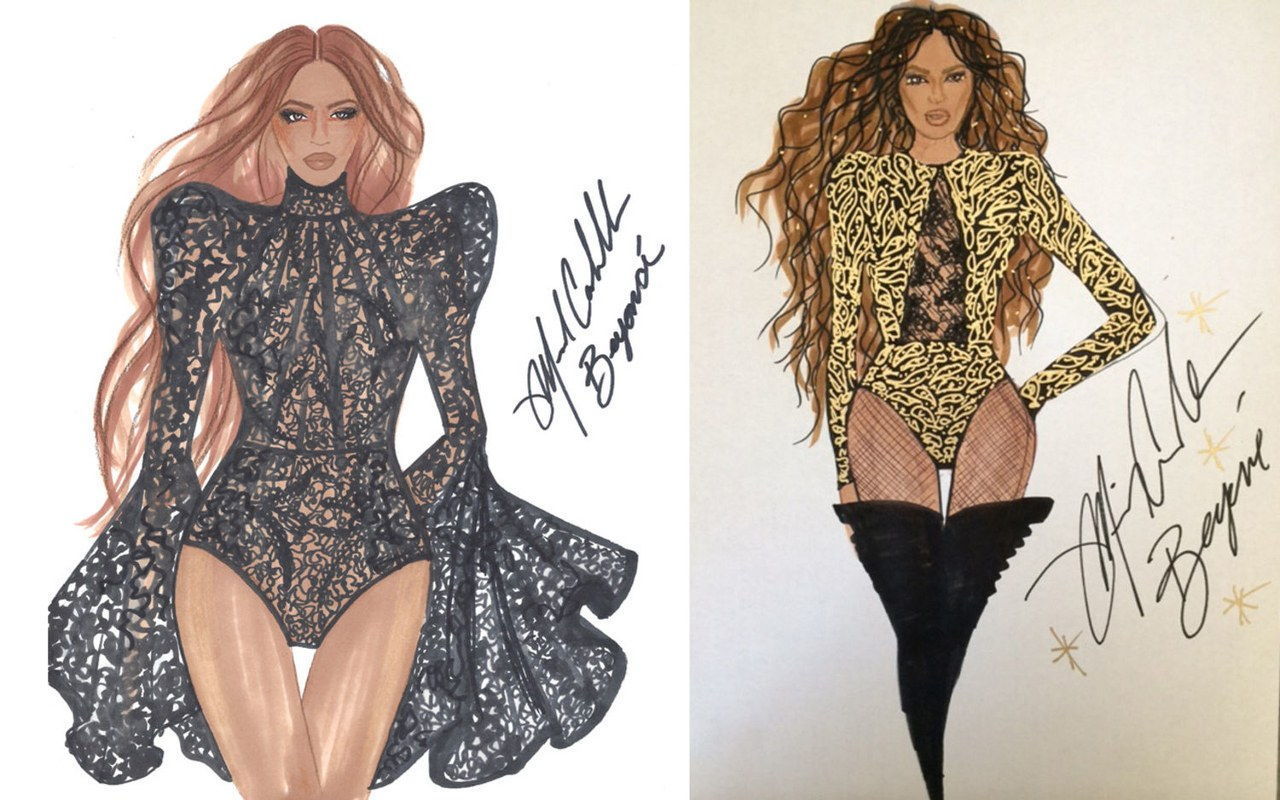 Beyoncé costume sketches michael costello
