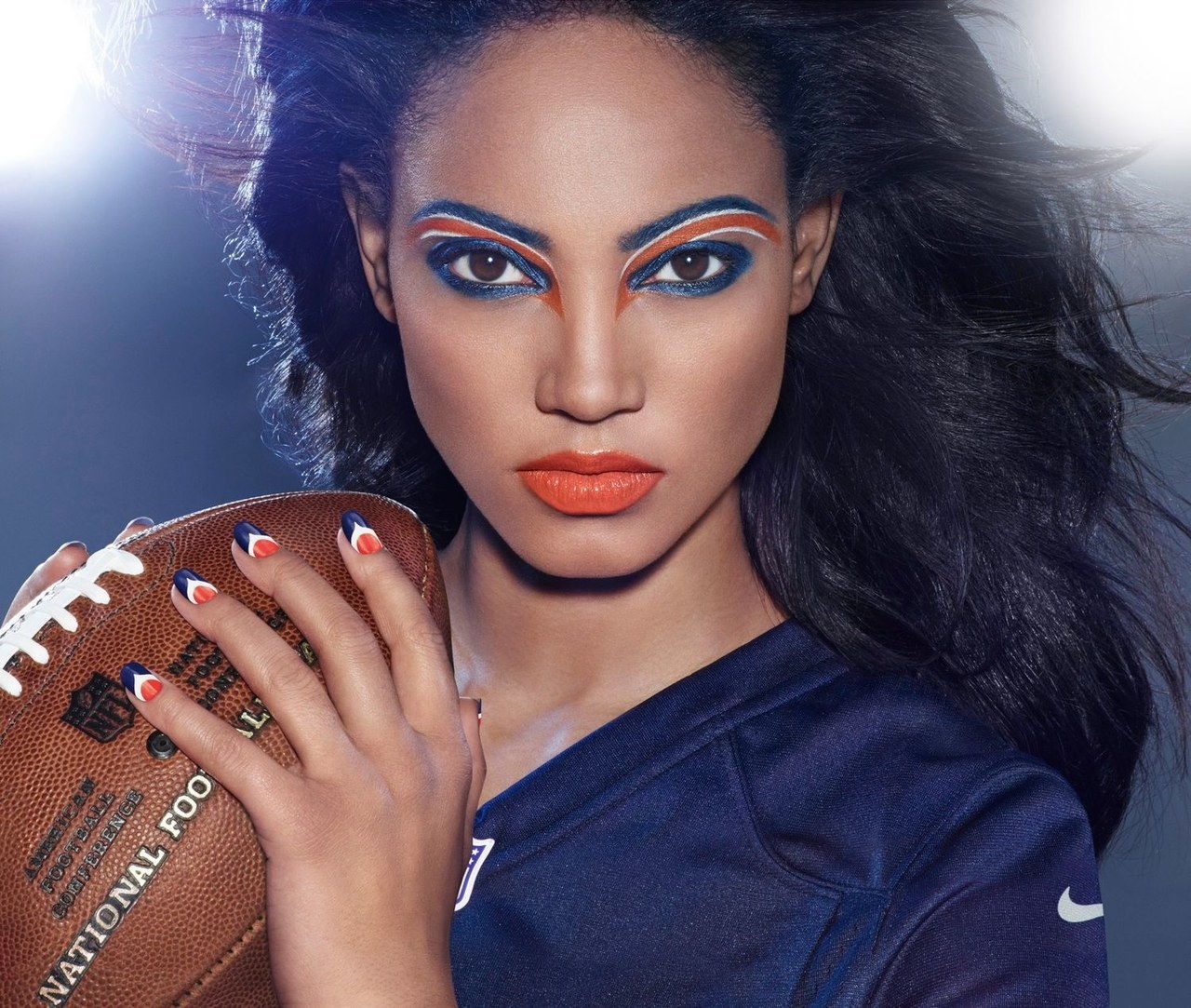 NFL football makeup nail idea