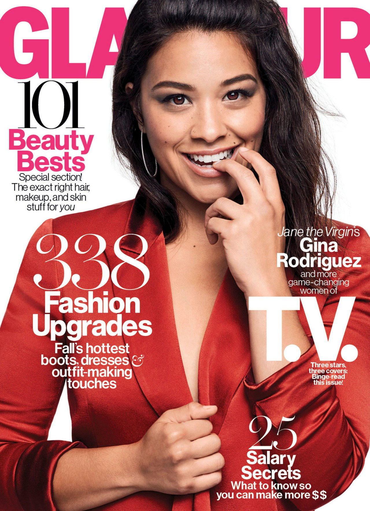 جينا Rodriguez on the October 2015 cover of *Glamour*