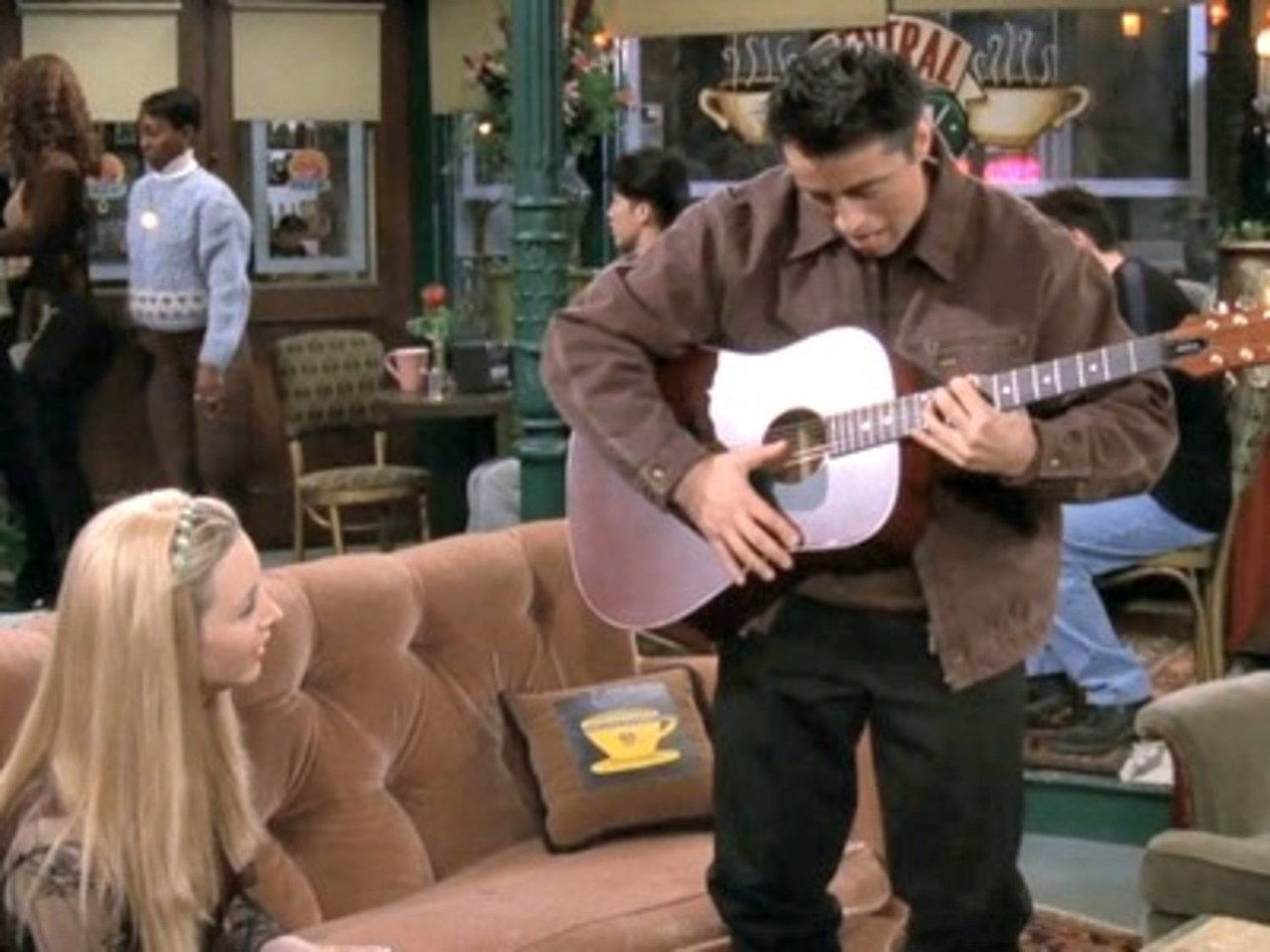 friends phoebe joey with guitar