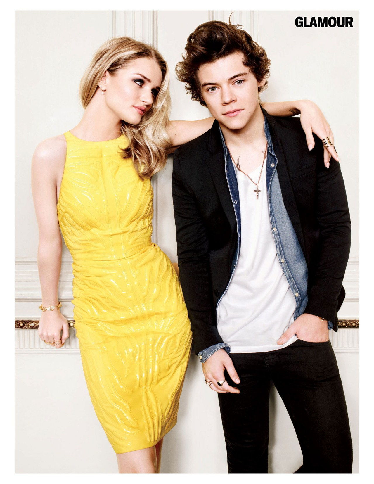 Rosie Huntington-Whiteley and Harry Styles From *Glamour*'s August Issue