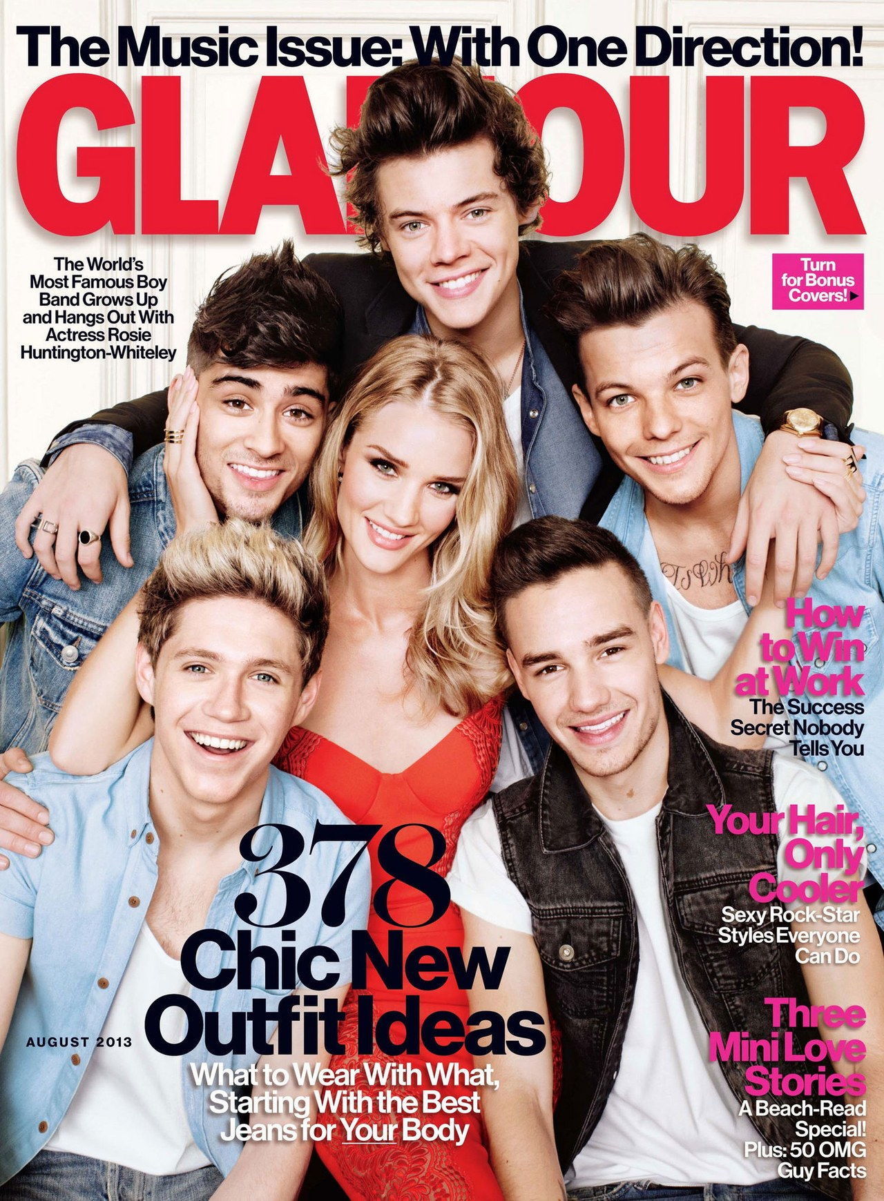 Uno Direction and Rosie Huntington-Whiteley's *Glamour* August Issue Photo-Shoot