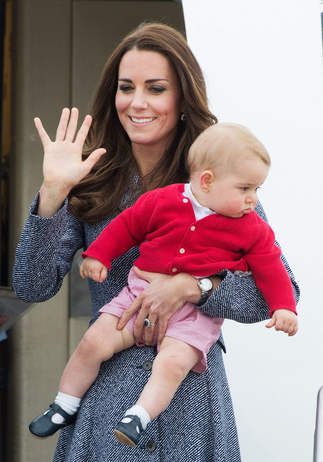 prince george red cardigan outfit