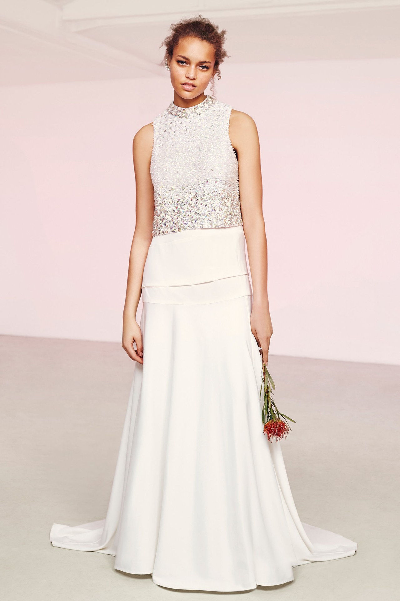 أسوس bridal wedding dresses sparkly top long skirt