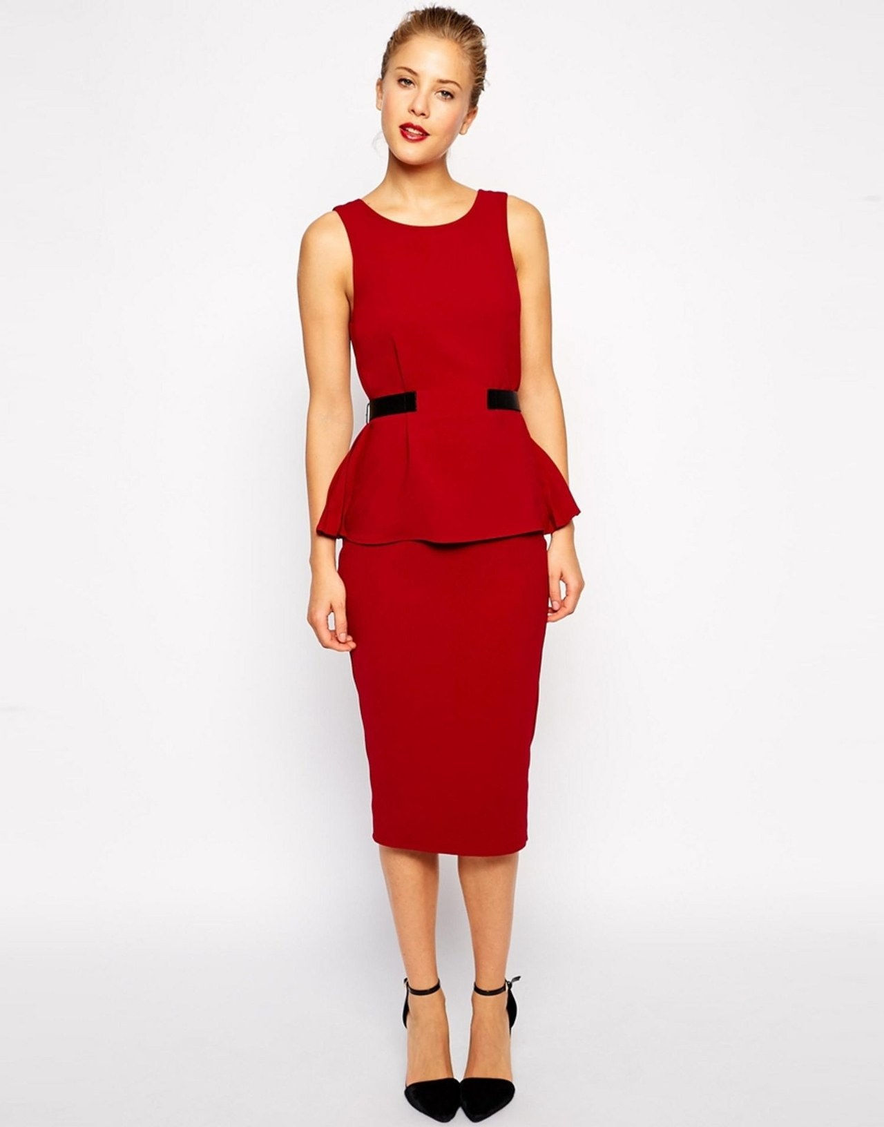 ASOS red peplum top dress