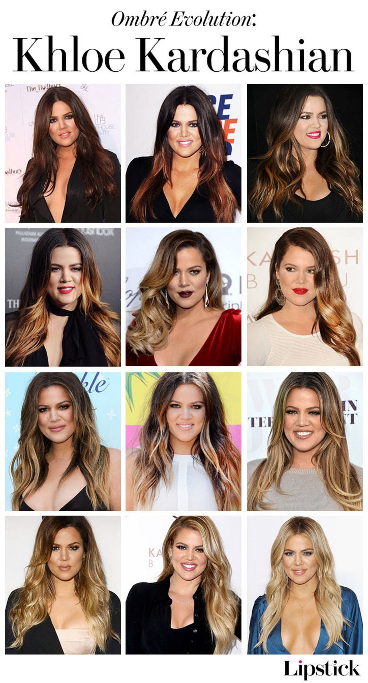 khloe kardashian ombre hair color chart