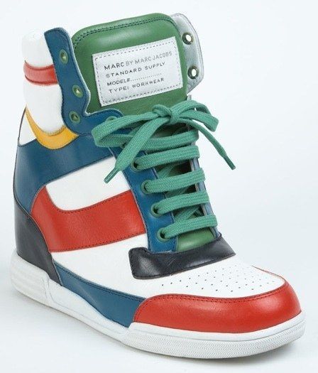 0412 marc by marc jacobs wedge hi top sneaker spring 2012 white multi fa