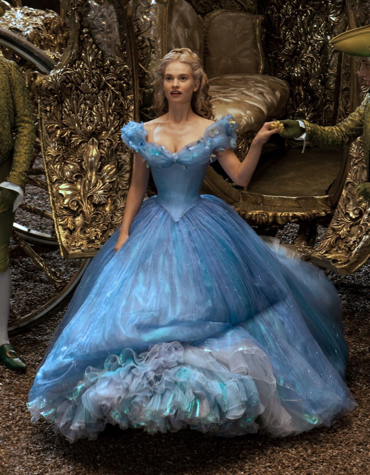 lily james cinderella costume blue dress picture