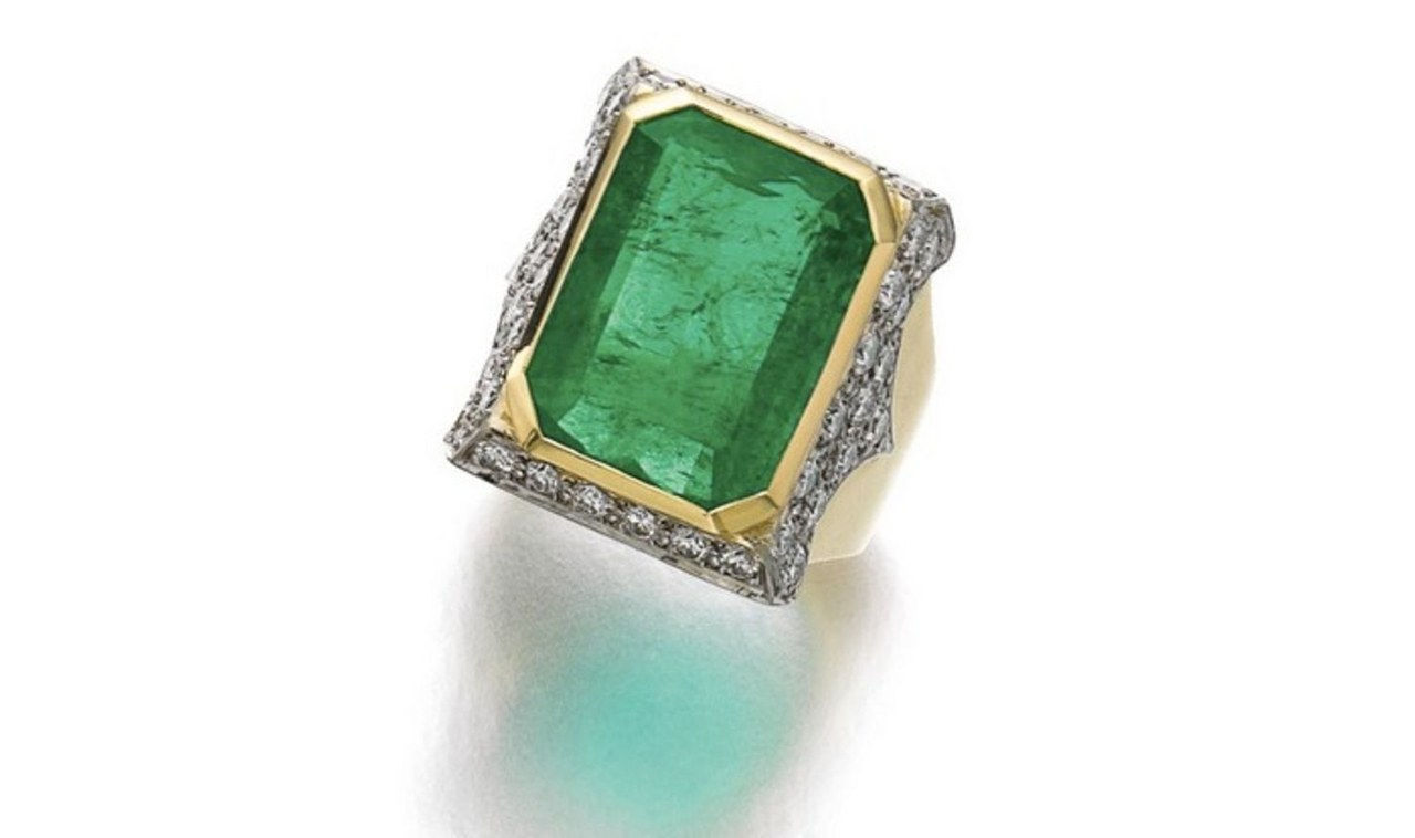 Esmeralda diamond ring sothebys 70s 80s