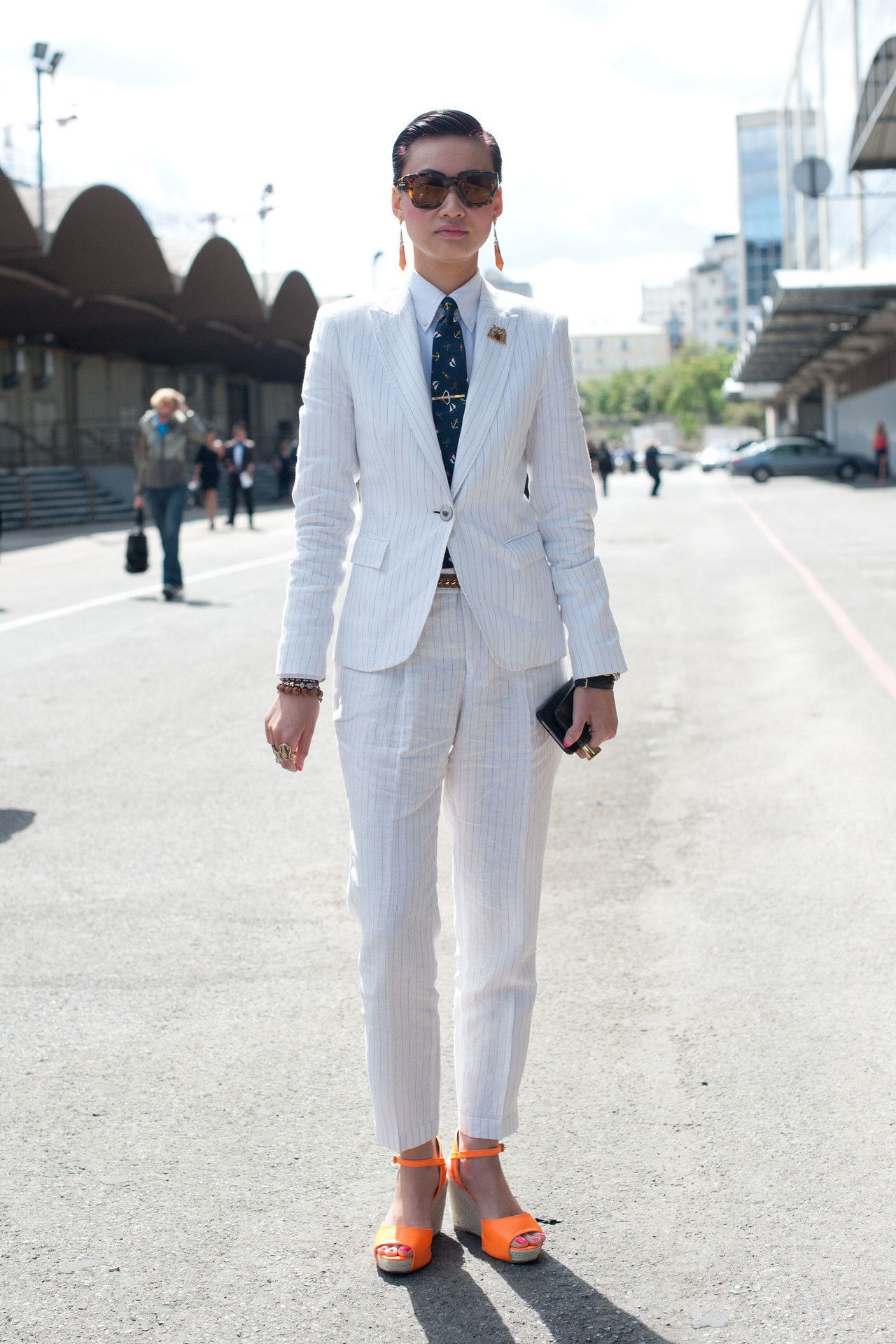 esther quek street style white suit