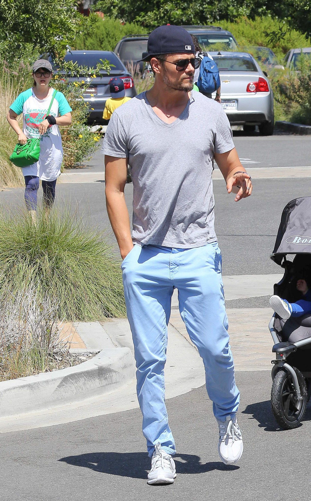 Josh duhamel outfit blue pants