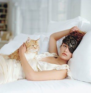 1114 woman cat tired at