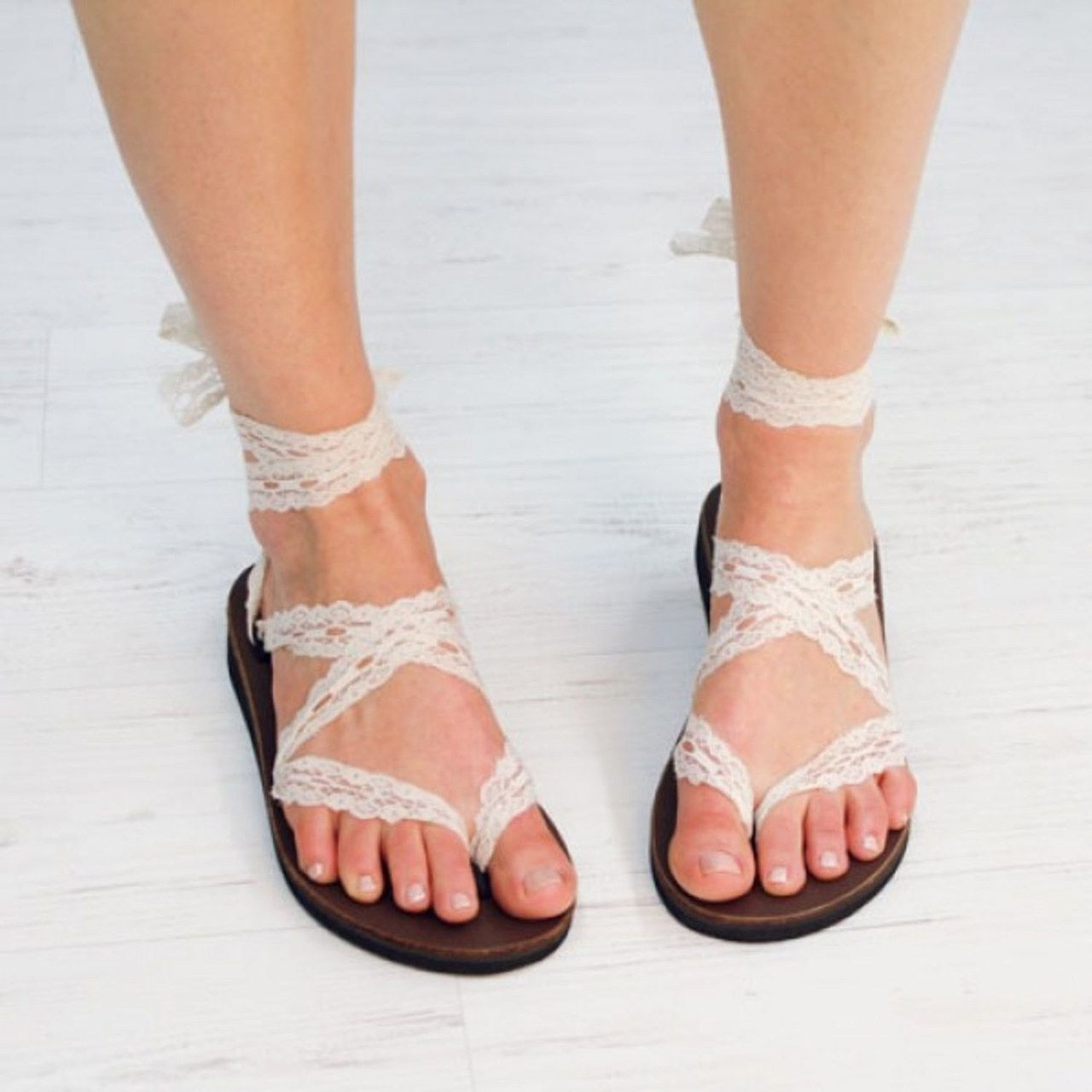 blanco lace ribbon sandals sseko sharktank
