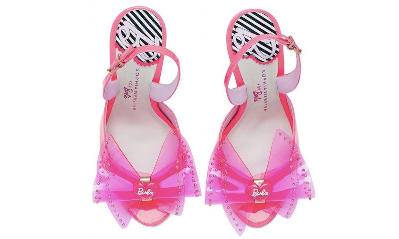 باربي sophia webster pink bow heels