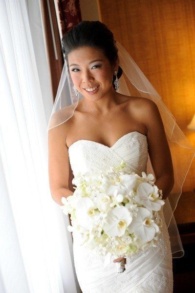 1221 bride with orchid wedding bouquet we