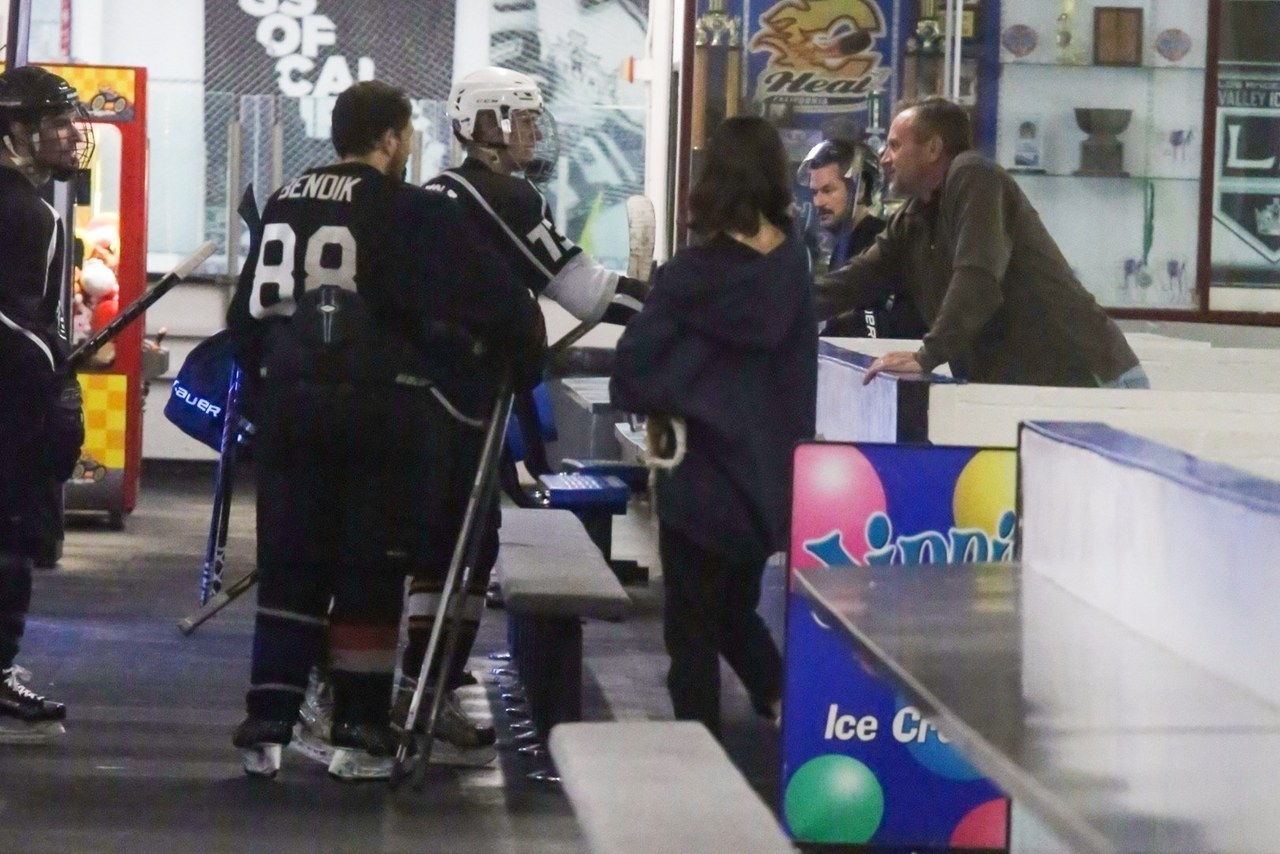Selena Gomez stops by the rink to watch Justin Bieber play Ice Hockey