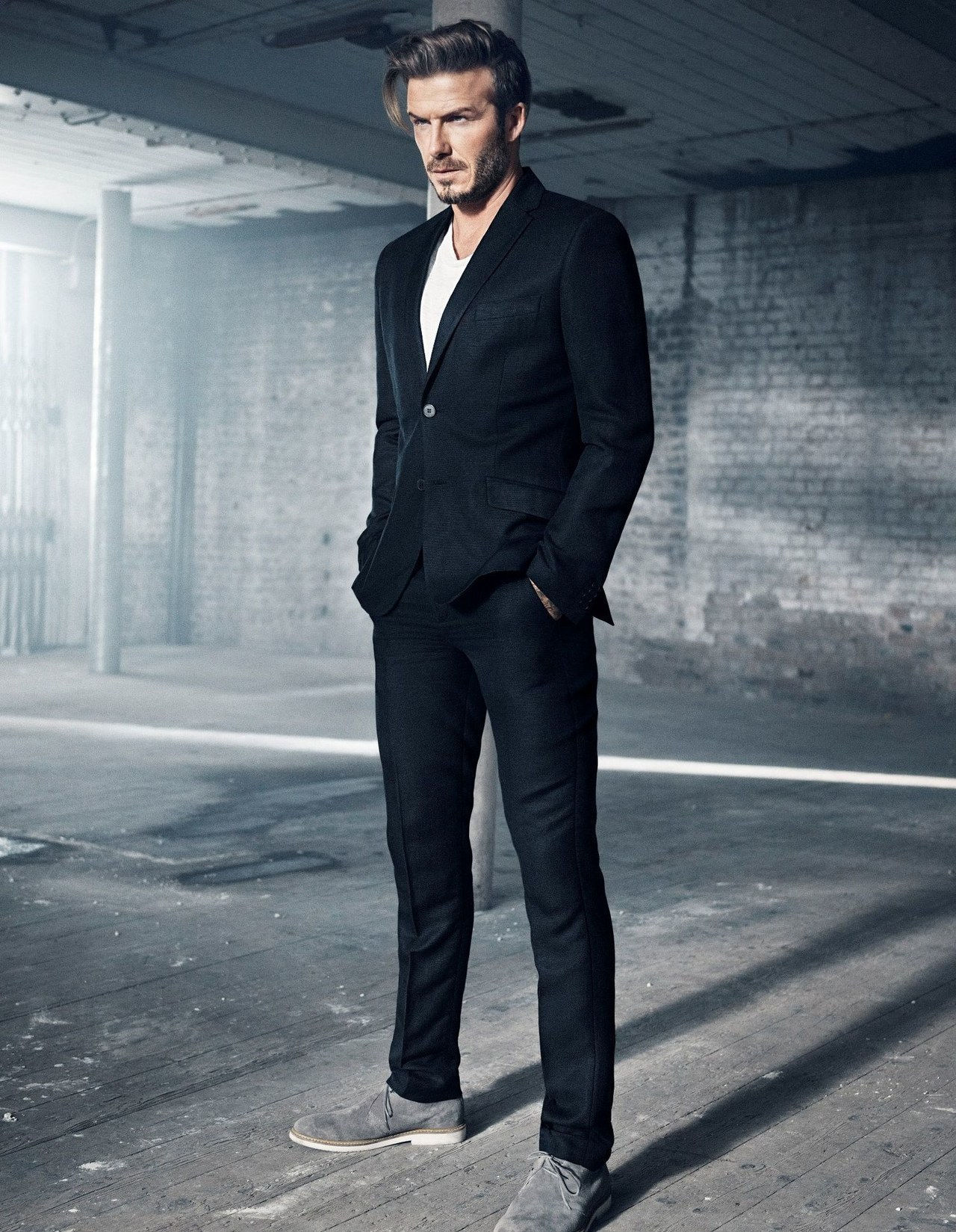 david beckham HM campaign 2015 black suit