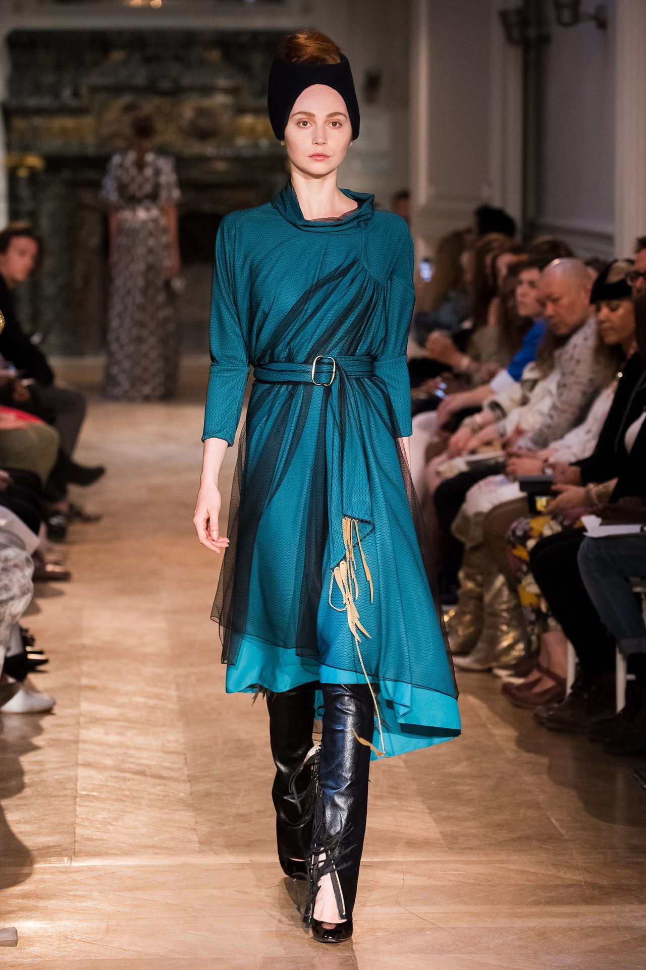 stephanie coudert teal tulle dress couture runway 2014