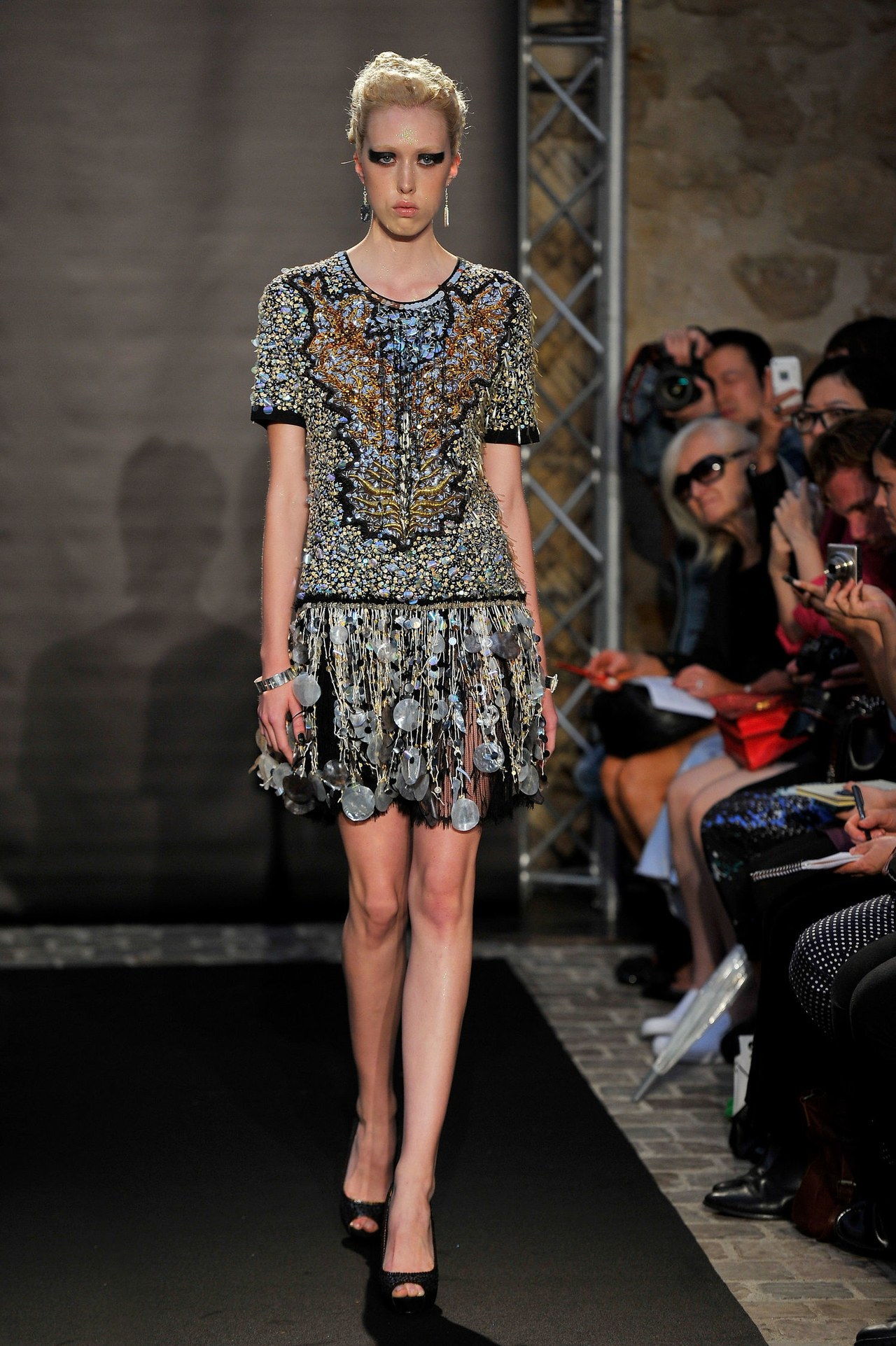 fred sathal couture ruway embroidered beaded mini dress