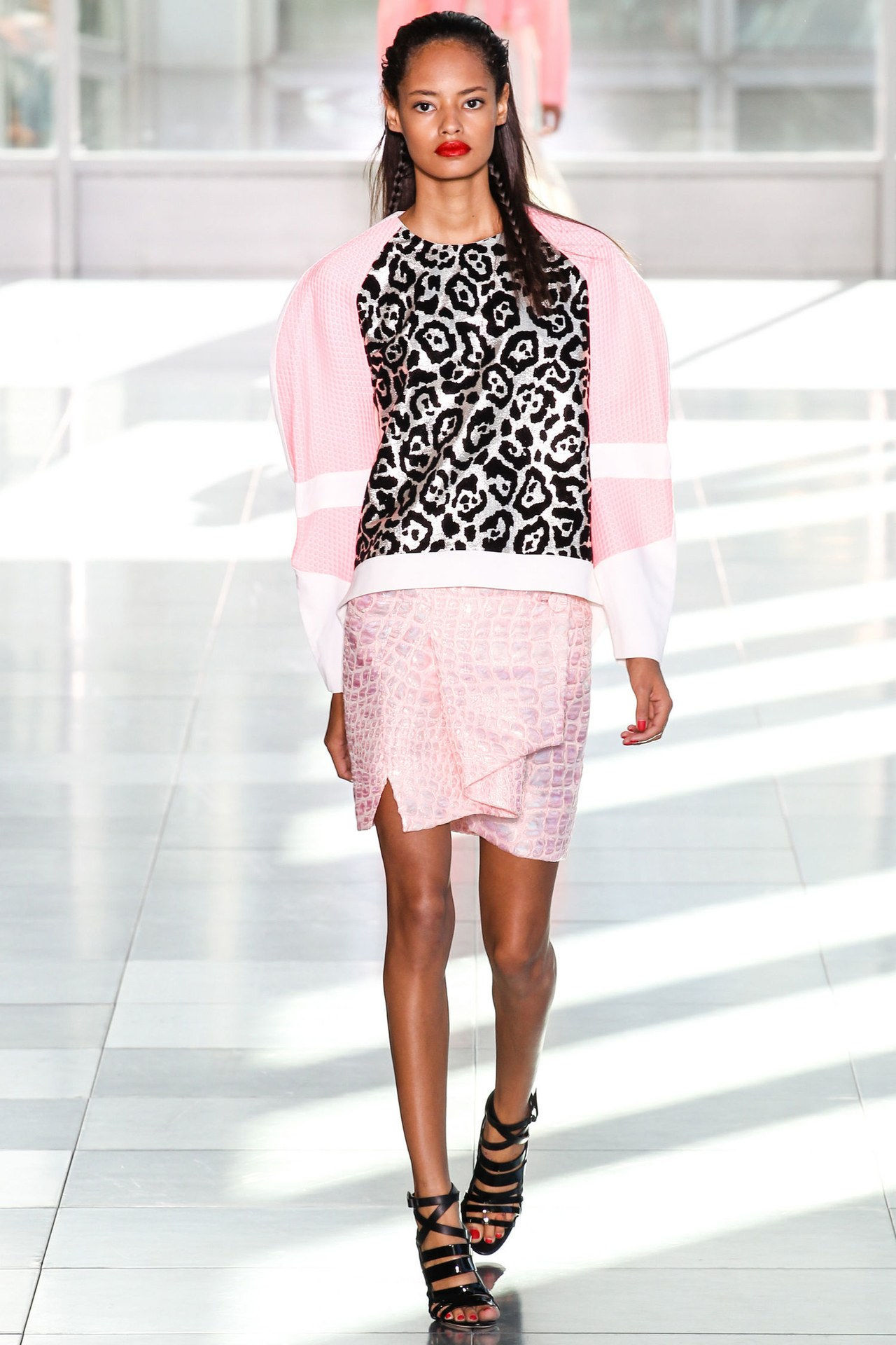 安东尼奥 berardi spring 2014 pink leopard print top