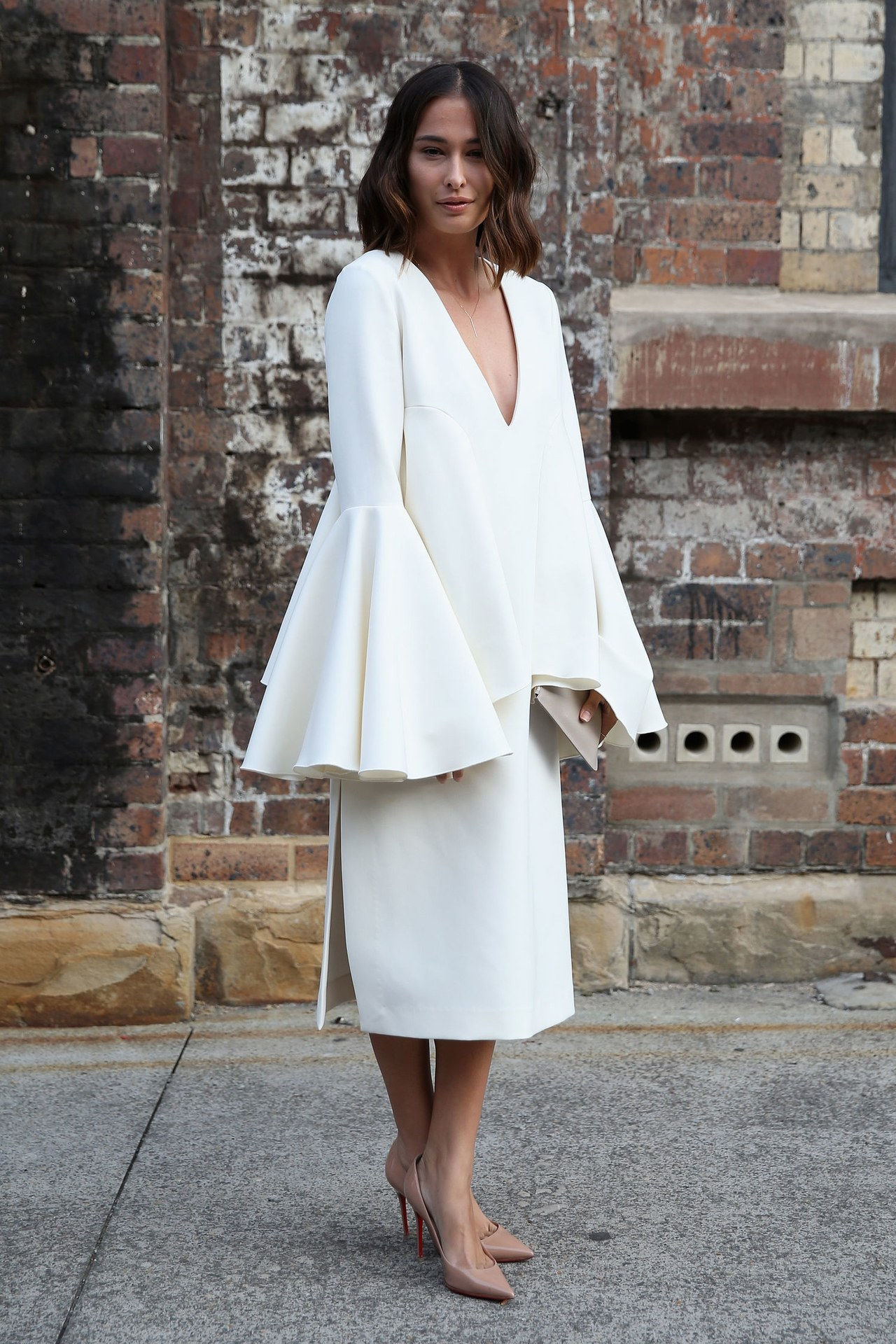 جرس sleeve top white dress outfit ideas getty images