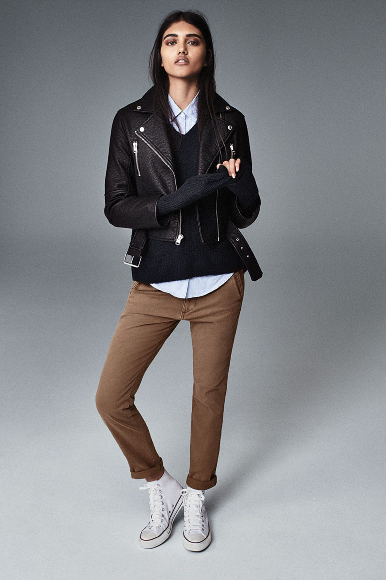 nuevo abercrombie fitch campaign picture neelam gill leather jacket