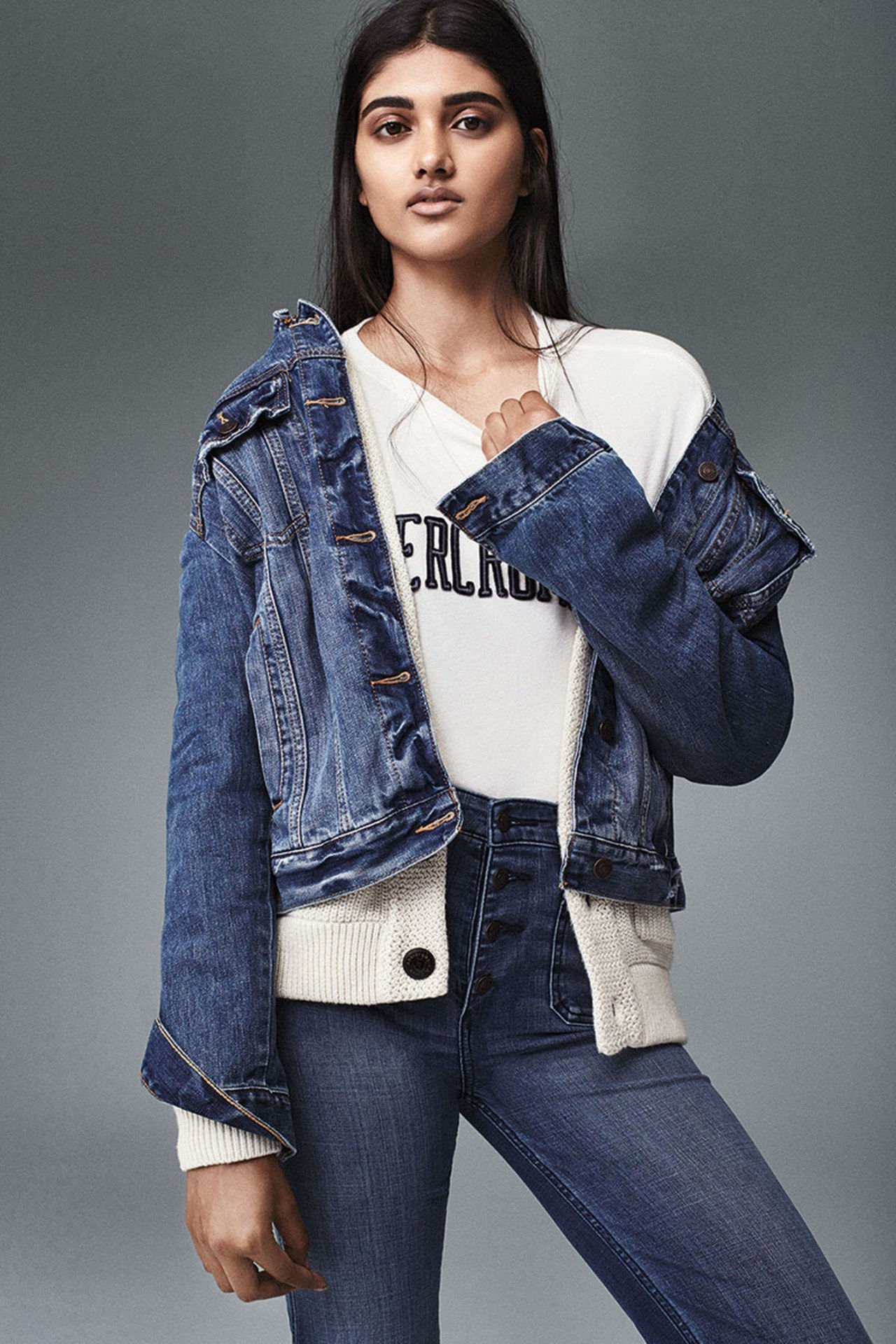 Neu abercrombie fitch campaign picture neelam gill jean jacket