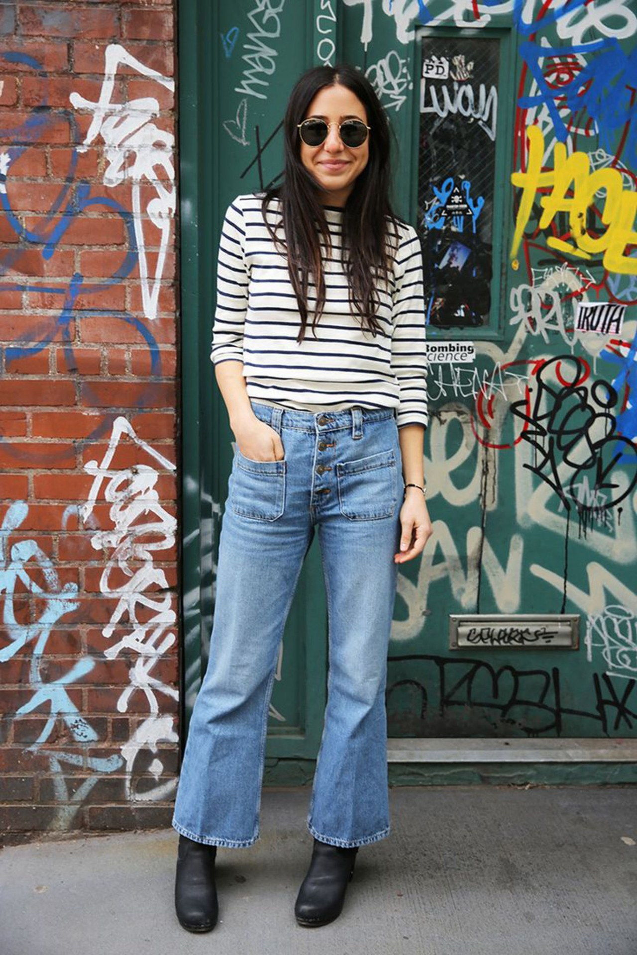 cropped flare jeans man repeller