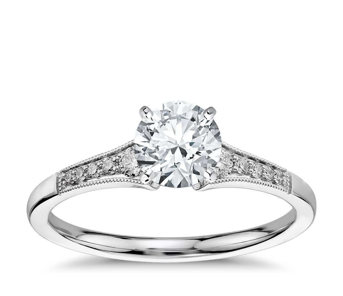 [毕业 Milgrain Diamond Engagement Ring in 14k White Gold](http://www.bluenile.com/build-your-own-ring/petite-milgrain-diamond-engagement-ring-14k-white-gold_42042){: rel=nofollow}, $720 (setting only).