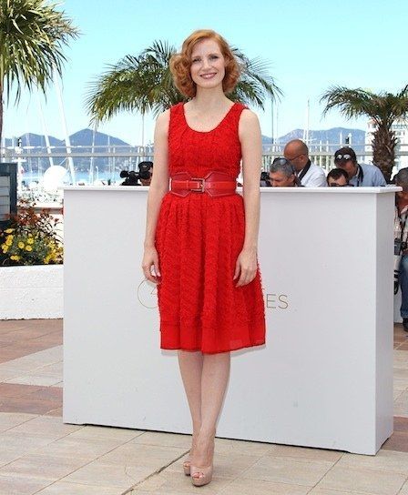 0823 jessica chastain red dress red carpet fa