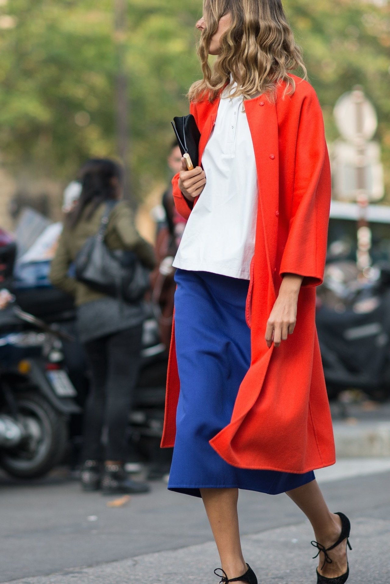 zima red outfit ideas melodie jeng blue coat