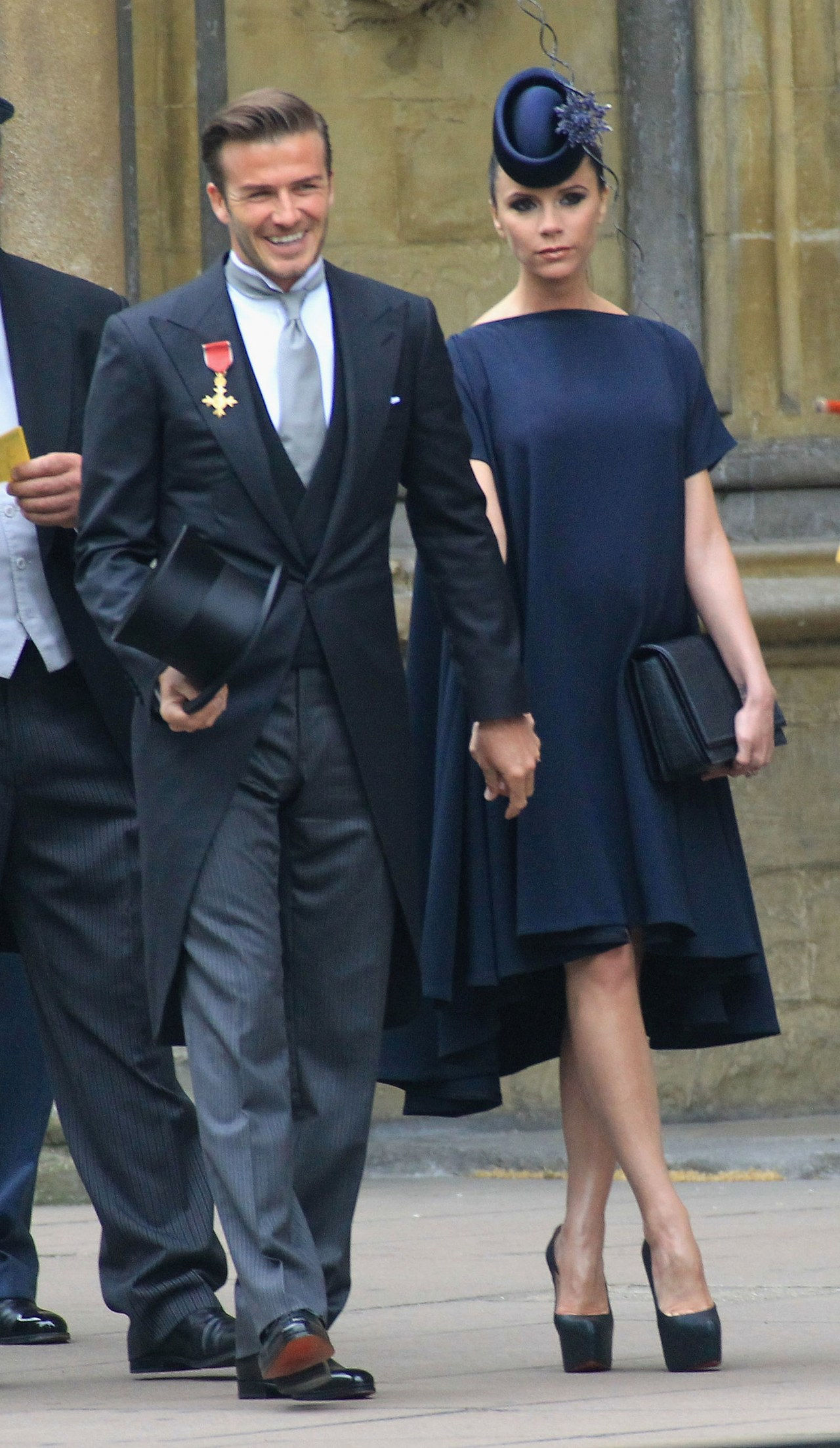 victoria david beckham royal wedding christian louboutin platforms navy dress