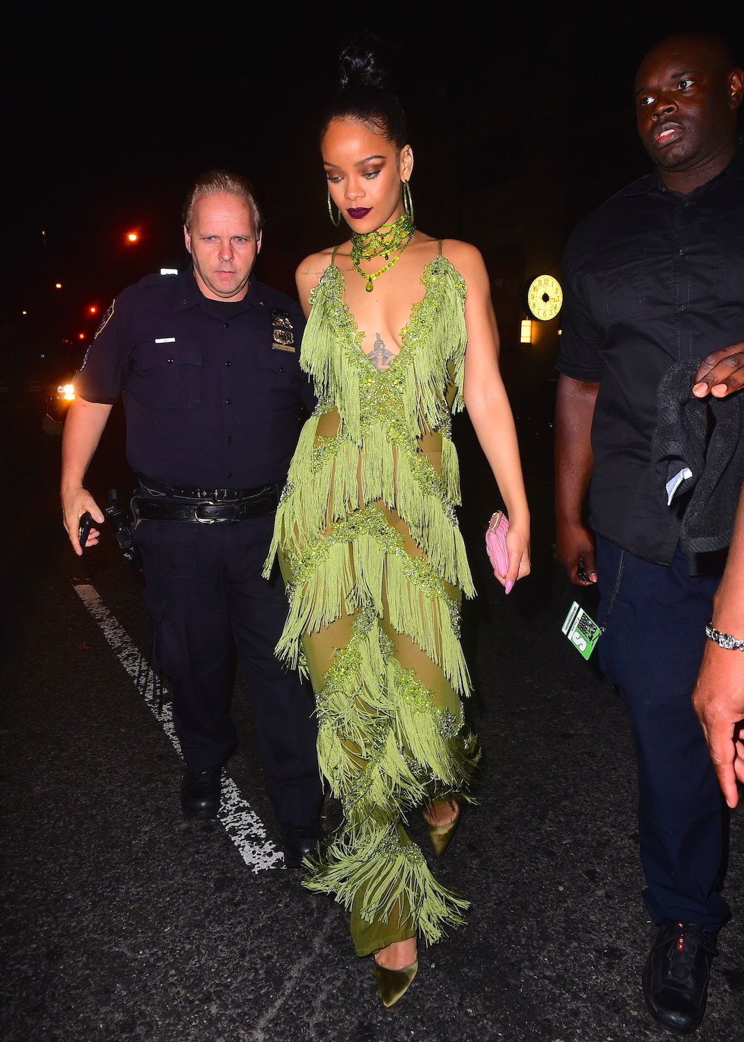 Rihanna and Drake basically confirmed their couple rumors at the VMA's on Sunday . The pair arrived to Up and Down nightclub in the same car at 3am after a private dinner. They both beamed happily as they headed into the club. Rihanna stunned in a green dress with tons of fringe swinging around. They left together at 5am and spent the night at Drake's Hotel.Pictured: Rihanna, DrakeRef: SPL1342359 290816 Picture by: 247PAPS.TV / Splash NewsSplash News and PicturesLos Angeles:310-821-2666New York:212-619-2666London:870-934-2666photodesk@splashnews.com