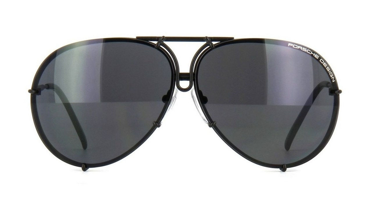 Porsche black aviator sunglasses removable lens