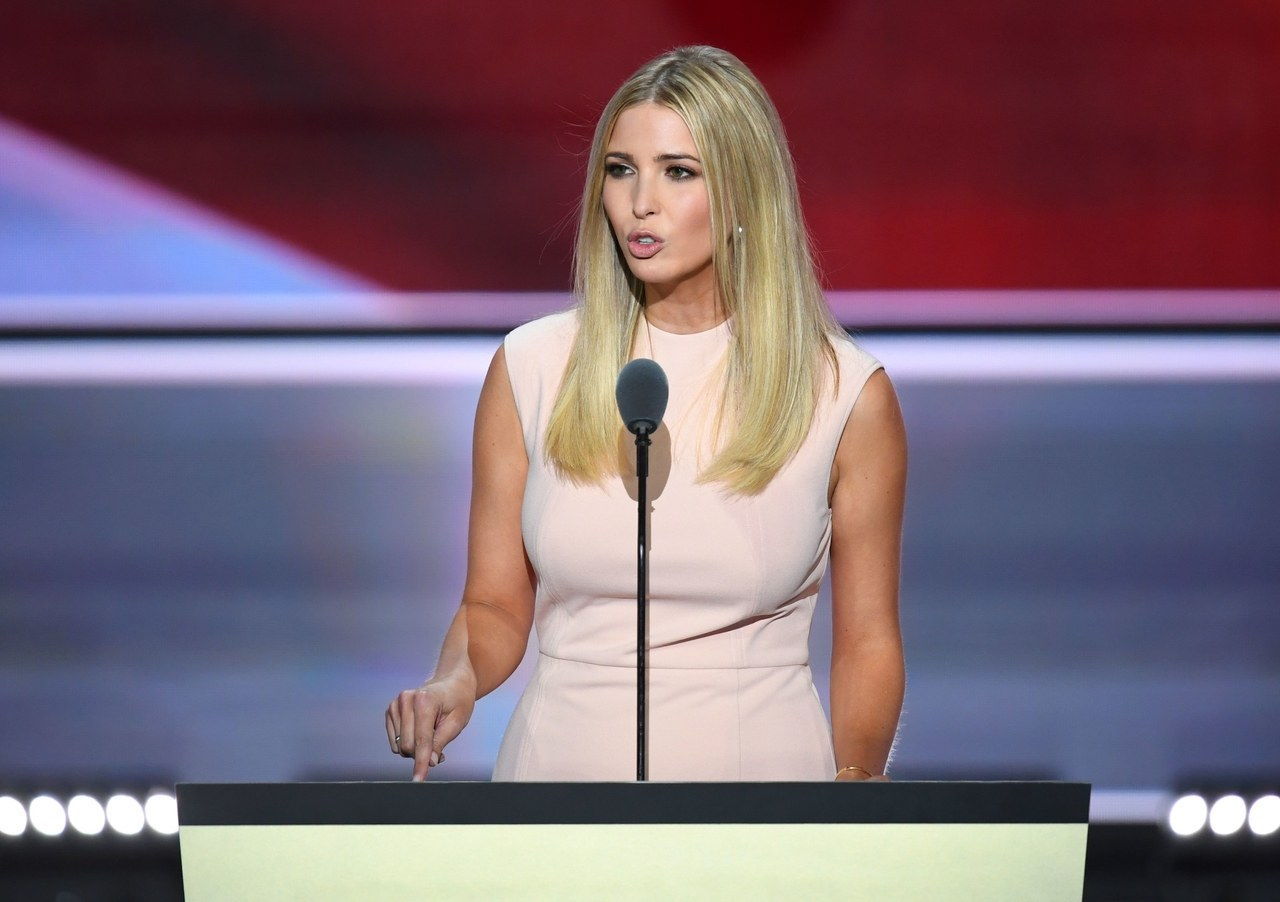 Ivanka Trump speaks on the last day of the Republican National Convention on July 21, 2016, in Cleveland, Ohio. / AFP / Jim WATSON (Photo credit should read JIM WATSON/AFP/Getty Images)