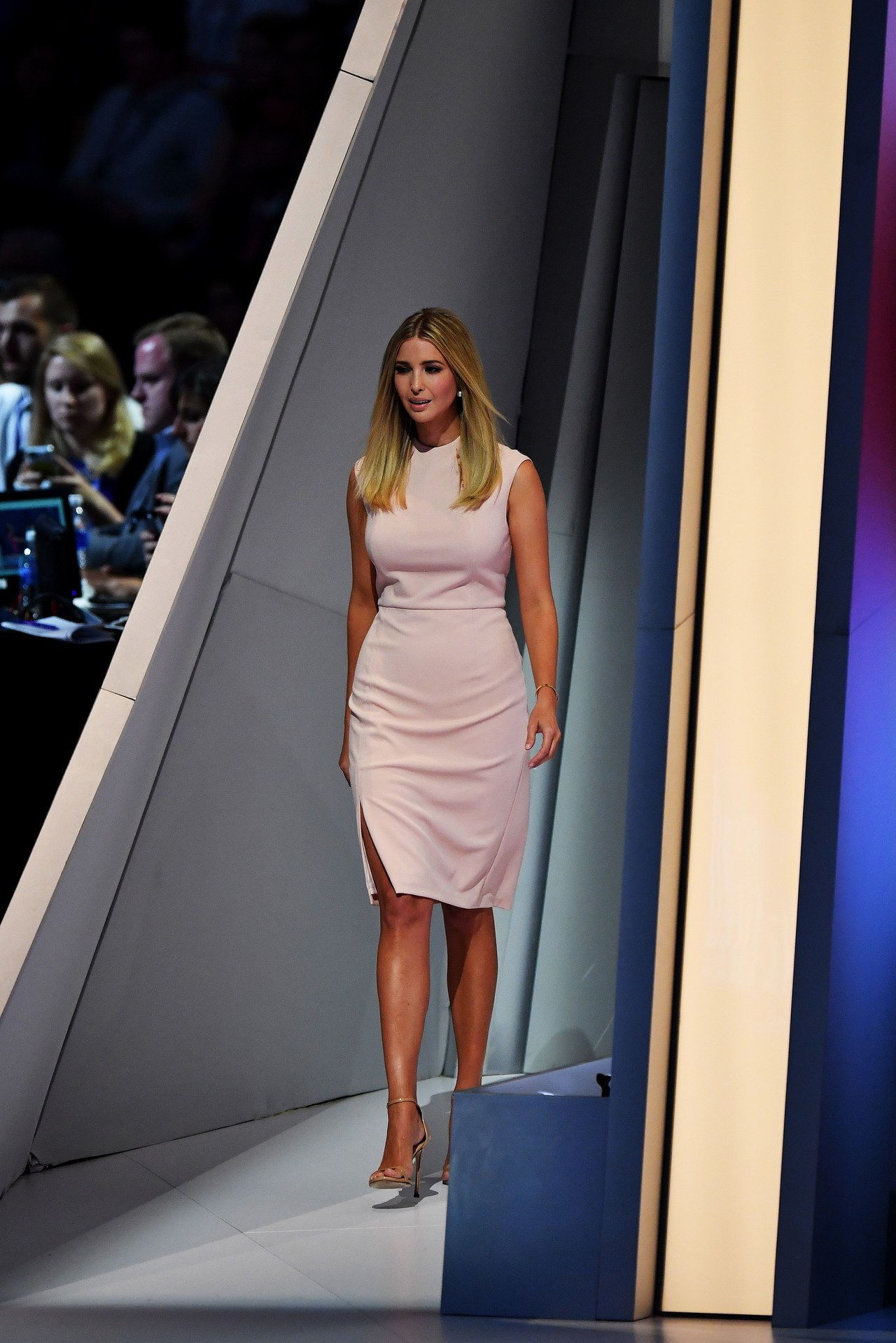 CLEVELAND, OH - JULY 21: Ivanka Trump walks on stage to deliver a speech during the evening session on the fourth day of the Republican National Convention on July 21, 2016 at the Quicken Loans Arena in Cleveland, Ohio. Republican presidential candidate Donald Trump received the number of votes needed to secure the party's nomination. An estimated 50,000 people are expected in Cleveland, including hundreds of protesters and members of the media. The four-day Republican National Convention kicked off on July 18. (Photo by Jeff J Mitchell/Getty Images)